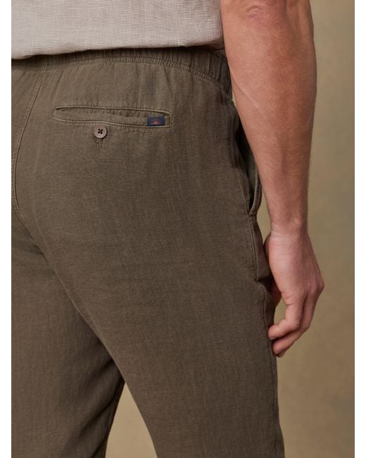 Faherty Brand Brown Linen Drawstring Pants for men