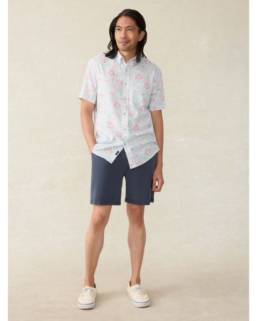 Faherty Brand White Short-Sleeve Breeze Shirt for men