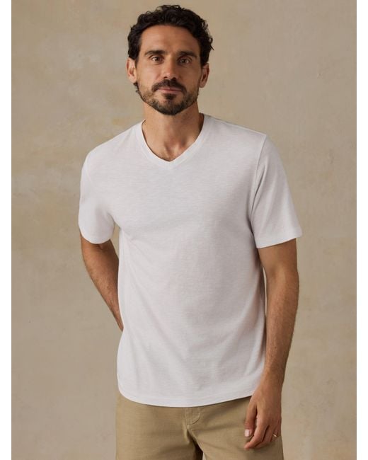 Faherty Brand White Short-Sleeve Sunwashed V-Neck T-Shirt for men
