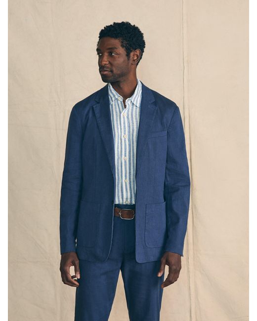 Faherty Brand Blue Movementtm Flex Linen Blazer for men