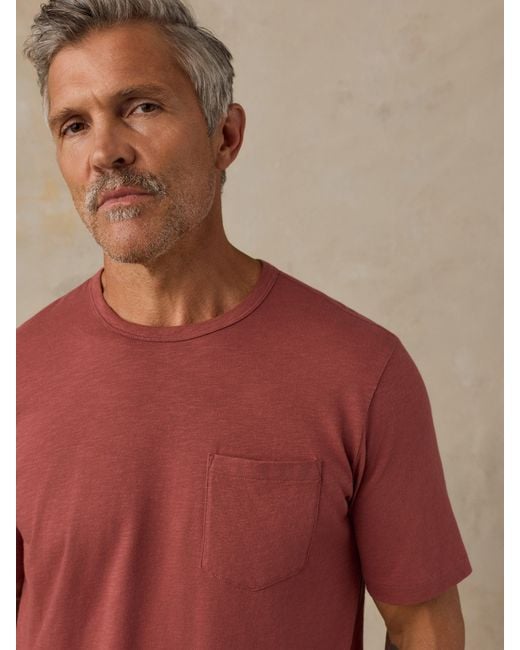 Faherty Brand Red Sunwashed Regenerative Pocket T-Shirt for men