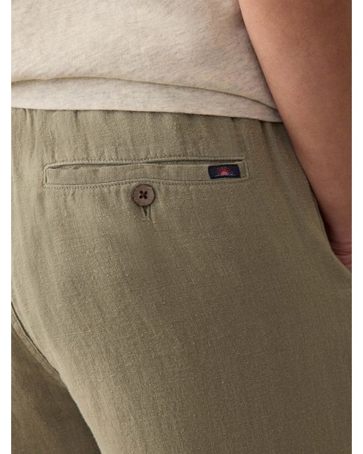 Faherty Brand White Linen Drawstring Pants for men