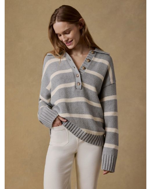 Faherty Brand Natural Sunwashed Cotton Polo Sweater