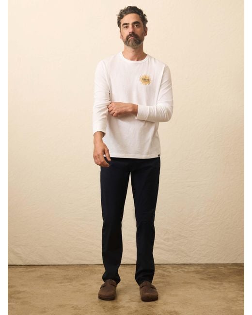 Faherty Brand Natural Longs-Sleeve Sunwashed Graphic T-Shirt for men