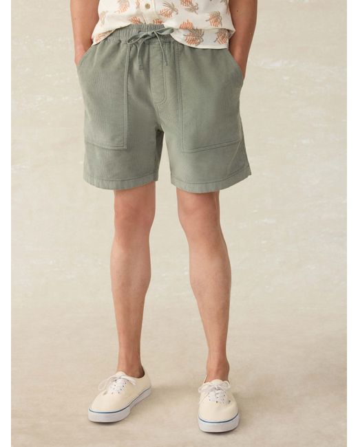 Faherty Brand Green Corduroy Drawstring Utility Short for men