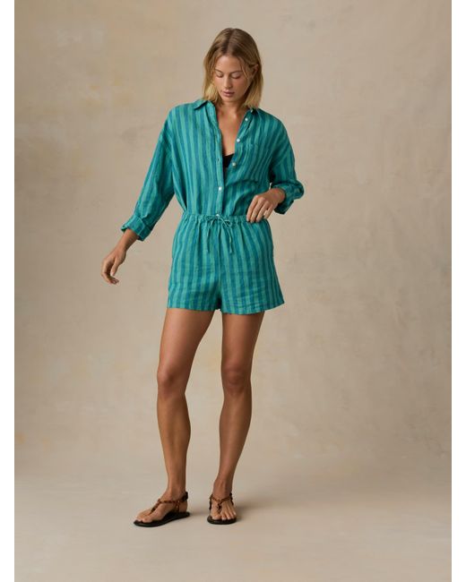 Faherty Brand Green Laguna Linen Montecito Short