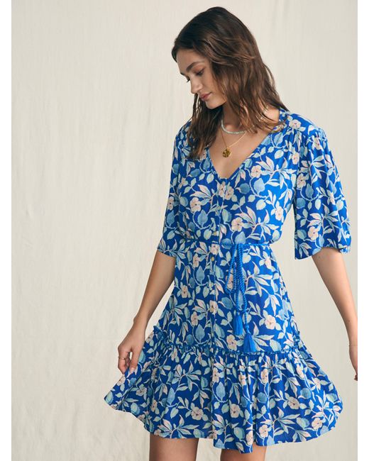 Faherty Brand Blue Orinda Mini Dress
