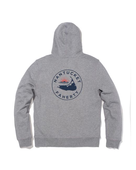 Faherty Brand Gray Nantucket Zip Hoodie for men