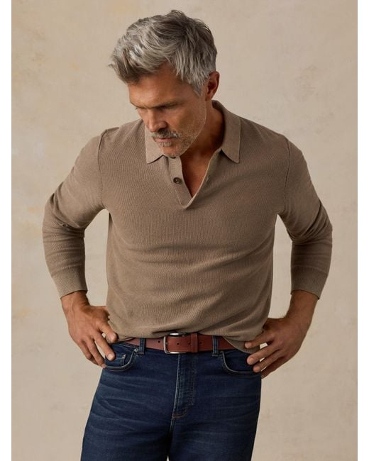 Faherty Brand Natural Lightweight Sunwashed Sweater Polo for men