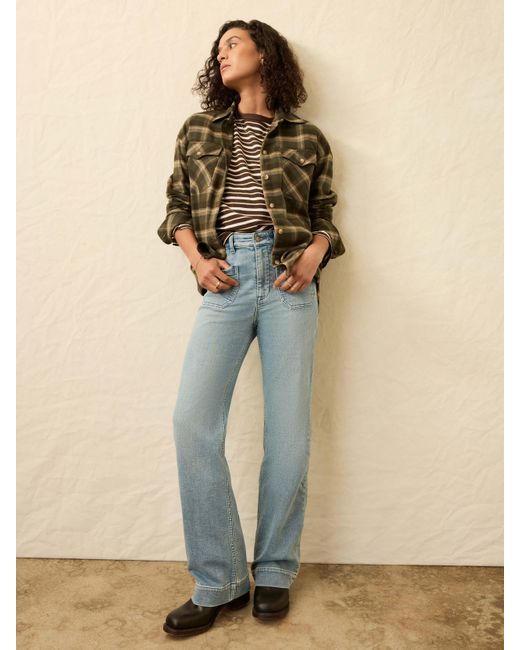 Faherty Brand Blue Stretch Terry Patch Pocket Pants