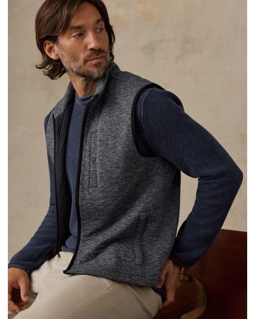 Faherty Brand Blue Epic Quilted Fleece Vest for men