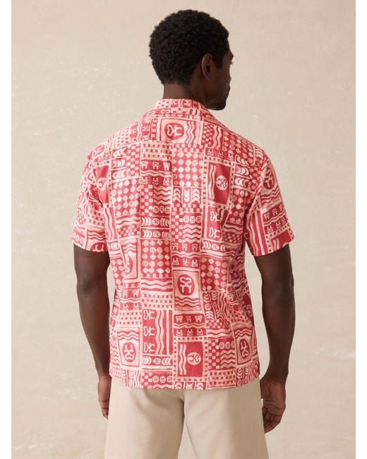 Faherty Brand Pink Surf Ghana Short-Sleeve Breeze Camp Shirt for men