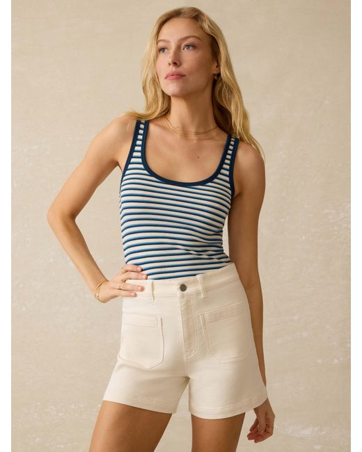 Faherty Brand Blue Stretch Terry Patch Pocket Short