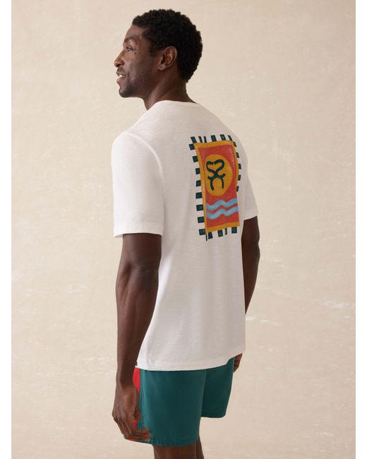 Faherty Brand Natural Surf Ghana Short-Sleeve Flag Graphic T-Shirt for men