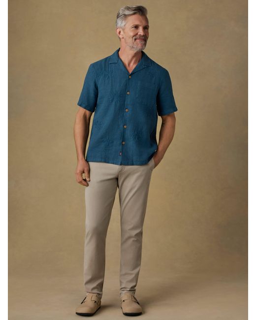 Faherty Brand Blue Short-Sleeve Embroidered Shirt for men