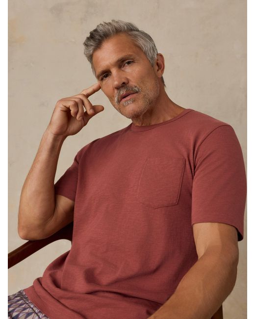 Faherty Brand Red Sunwashed Regenerative Pocket T-Shirt for men