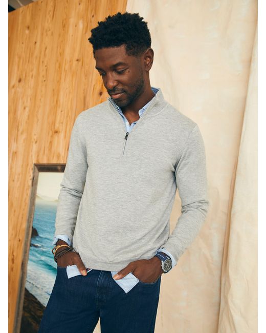 Faherty Brand Gray Movementtm Quarter Zip Sweater (tall) for men