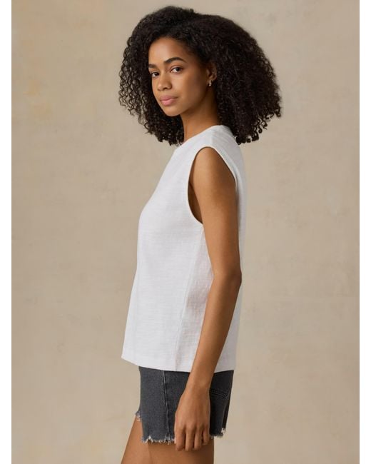 Faherty Brand White Sunwashed Organic Muscle Tank