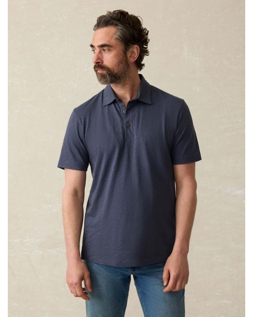 Faherty Brand Blue Sunwashed T-Shirt Polo for men
