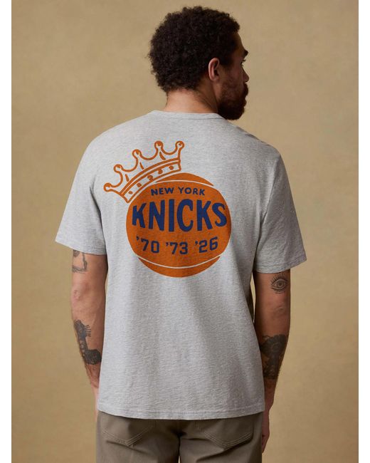 Faherty Brand Brown Ny Knicks Sunwashed Regenerative Pocket T-Shirt for men