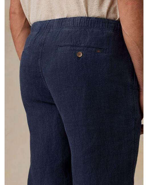 Faherty Brand Blue Linen Drawstring Pants for men