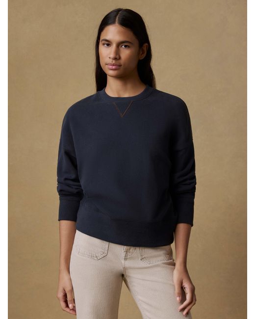 Faherty Brand Blue High Standard Fleece Vintage Crewneck Hoodie
