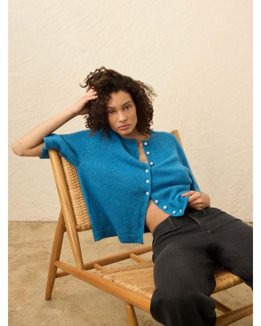 Faherty Brand Blue Apres Alpaca Cardigan