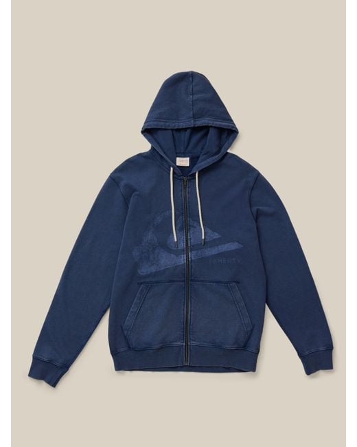 Faherty Brand Blue X Quiksilver Fleece Zip Hoodie for men