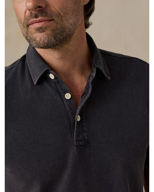 Faherty Brand Blue Short-Sleeve Sunwashed Pique Polo Shirt for men