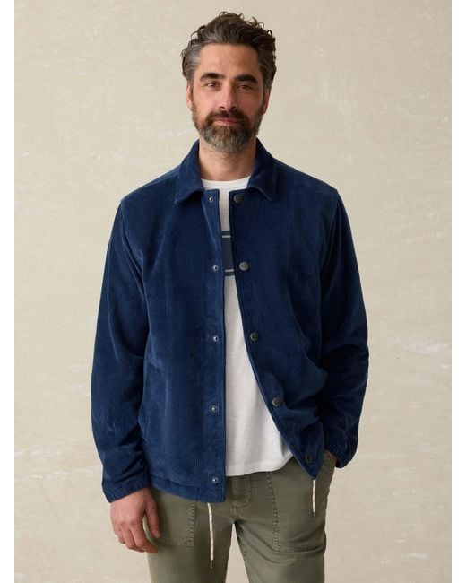 Faherty Brand Blue Corduroy Coaches Jacket for men