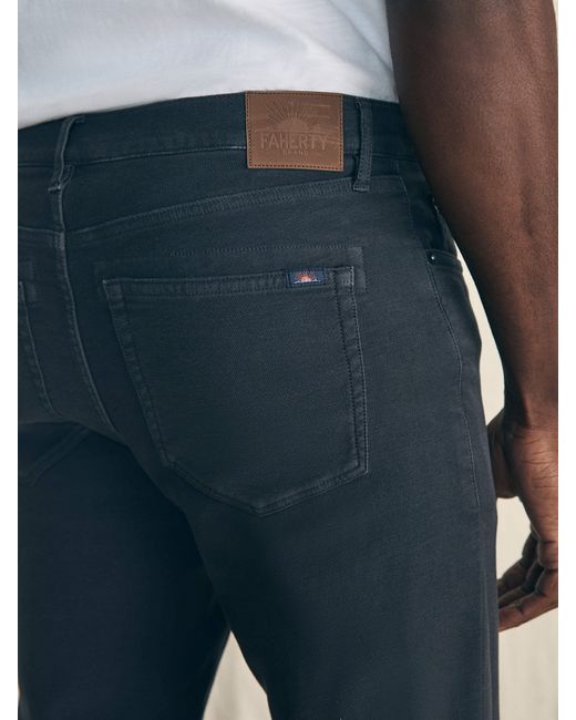 Faherty Brand Blue Stretch Terry 5-Pocket Pants (32" Inseam) for men