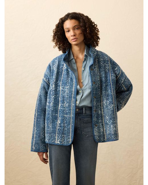 Faherty Brand Blue Quilted Patchwork Jacket