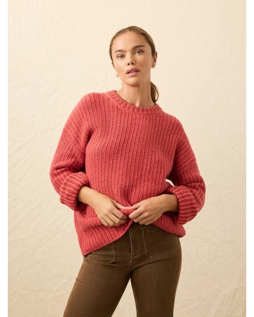 Faherty Brand Red Heirloom Cotton Relaxed Crew Sweater