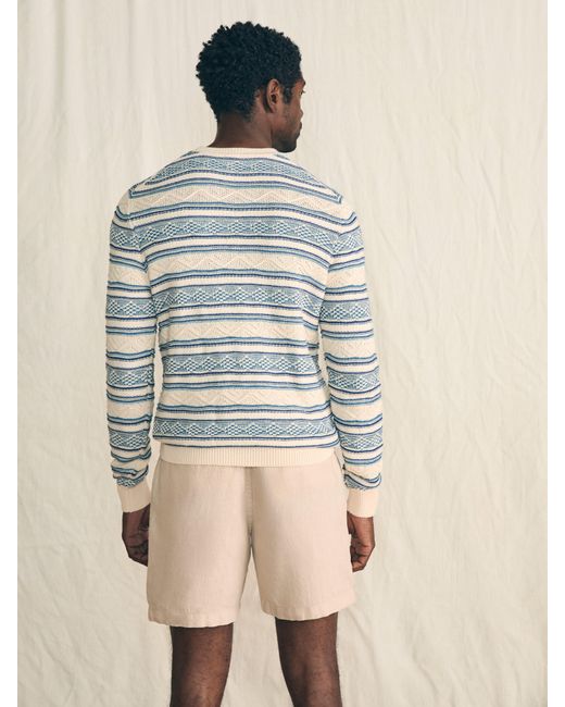 Faherty Brand Blue Striped Crew Sweater for men