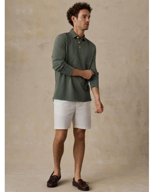 Faherty Brand Green Long-Sleeve Sunwashed Pique Polo Shirt for men