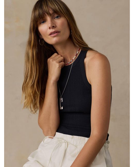 Faherty Brand Black Paradise Pointelle Tank