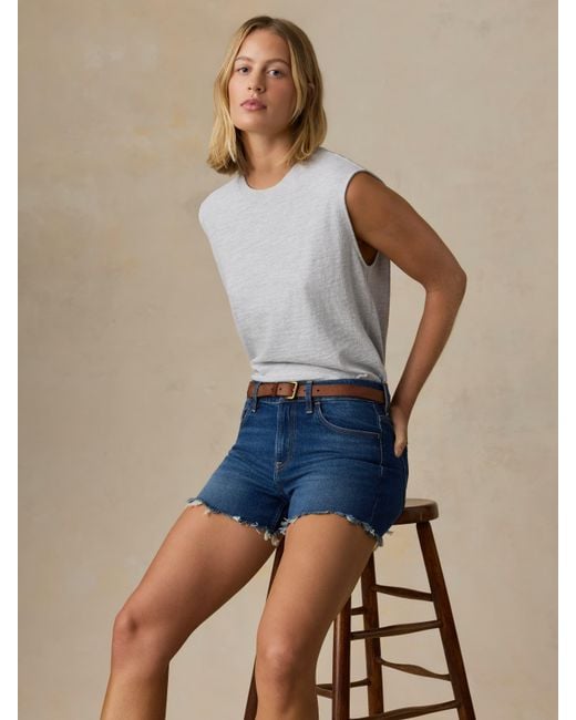Faherty Brand Blue Sunwashed Organic Muscle Tank