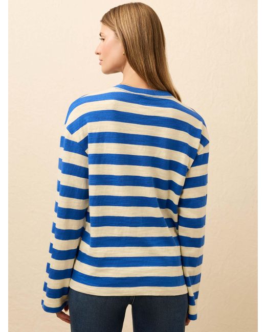 Faherty Brand Blue Sunwashed Organic Long-Sleeve Retro T-Shirt