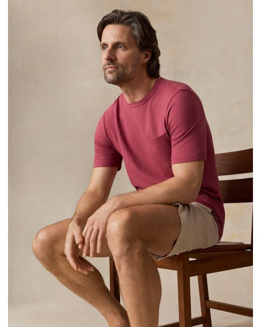 Faherty Brand Red Sunwashed Regenerative Pocket T-Shirt for men