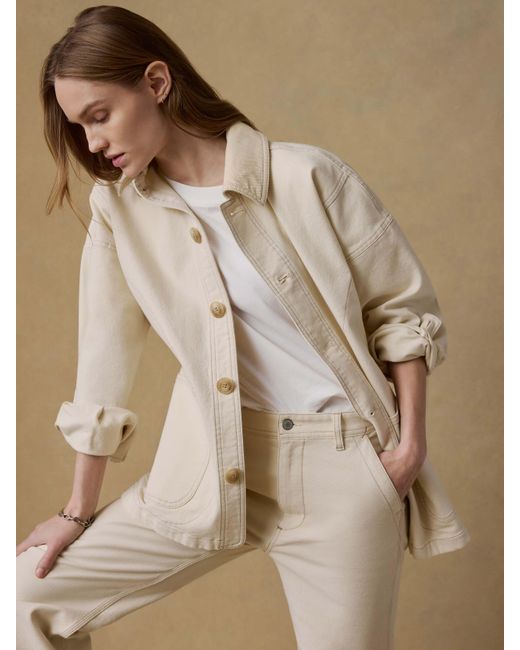Faherty Brand White Sunwashed Canvas Chore Jacket