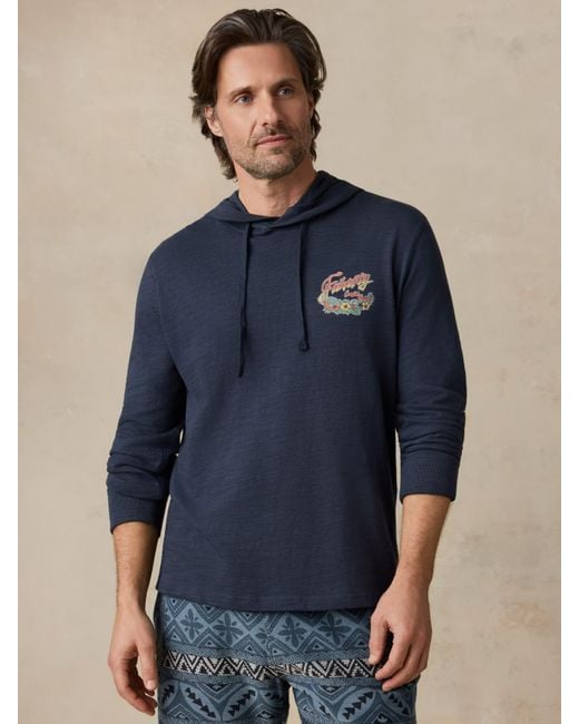 Faherty Brand Blue Sunwashed Organic Graphic Hoodie for men