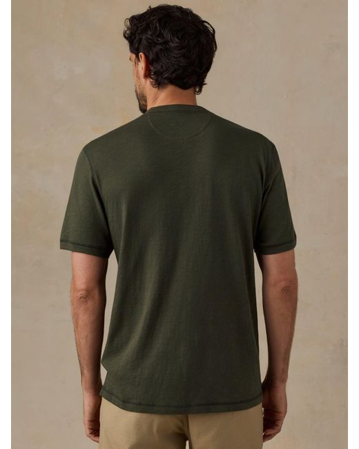Faherty Brand Green Short-Sleeve Sunwashed Regenerative Henley T-Shirt for men