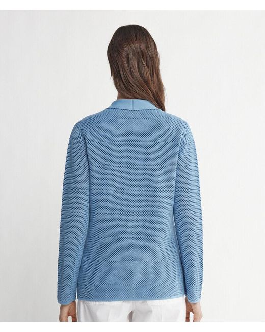 Falconeri Blue Two-tone Crochet-knit Jacket