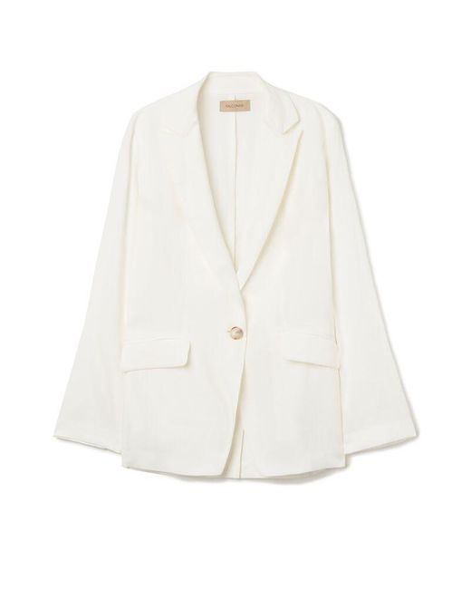 Falconeri White Linen Viscose Single-breasted Jacket
