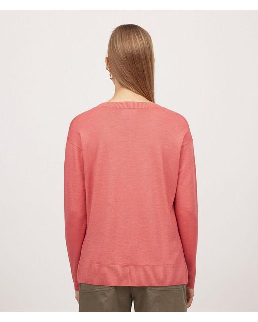 Falconeri Pink Round-neck Cashmere Jumper With Slits