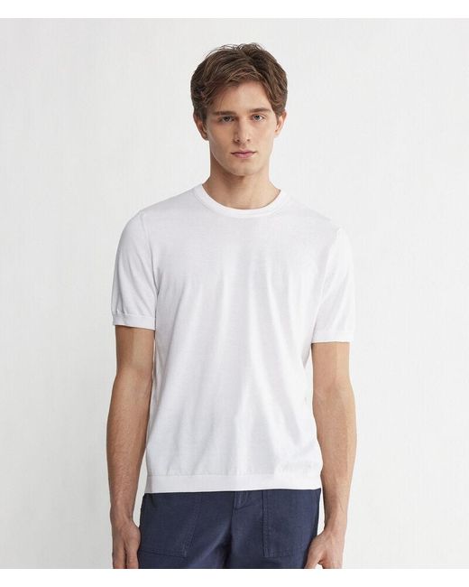 Falconeri White Fresh Cotton Short-sleeved Round-neck T-shirt for men