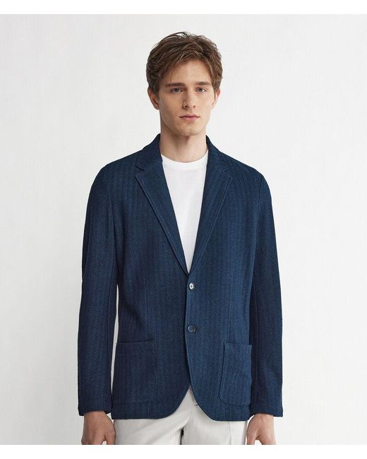 Falconeri Blue Herringbone Jersey Jacket for men