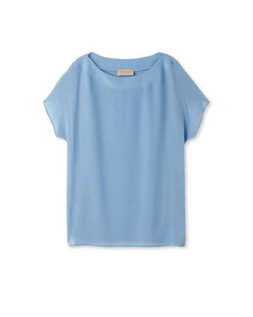 Falconeri Blue Silk And Modal Boat-neck T-shirt