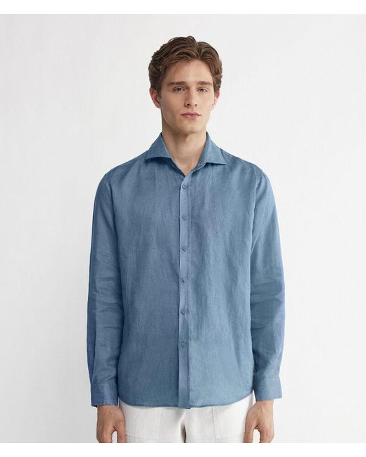Falconeri Blue Linen Shirt for men