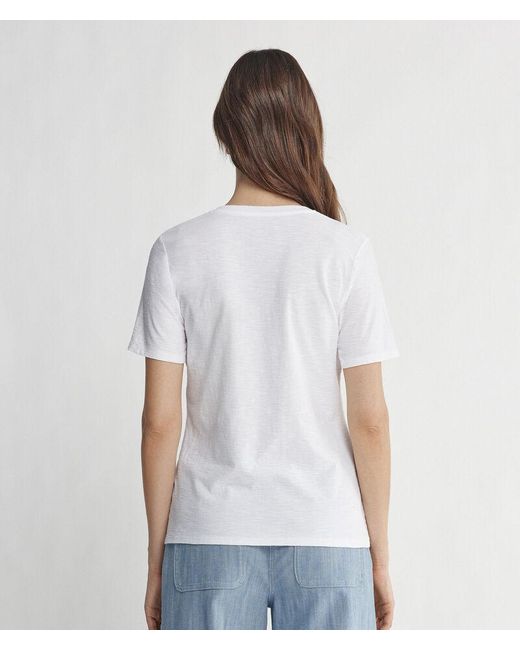 T-Shirt A Maniche Corte Con Scollo A V di Falconeri in White